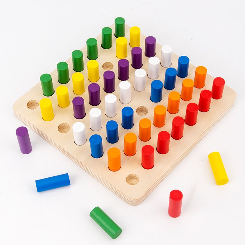 Wooden Color Sorting & Stacking Board Toy