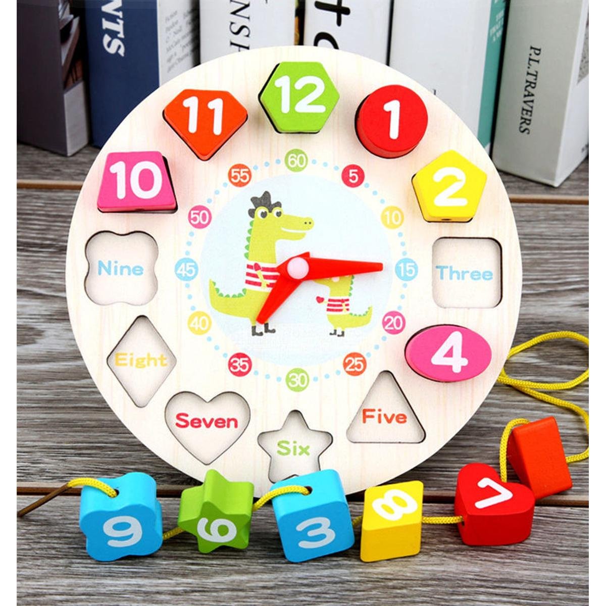 Wooden Clock Puzzle – Shape & Number Learning Toy