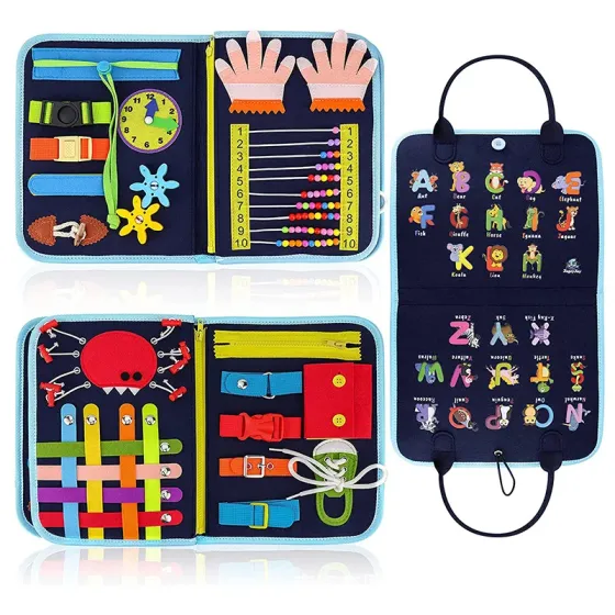 Montessori Busy Board for Toddlers – Travel Learning Toy